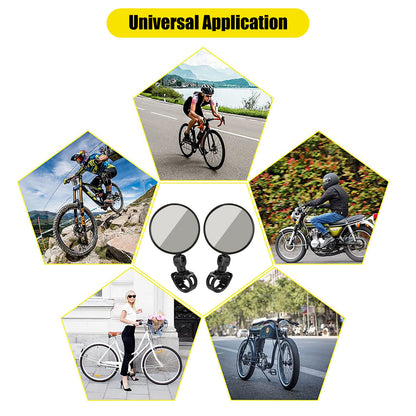 2Pcs Bike Mirror Rotaty round MTB Road Handlebar Bicycle Rear View Glass Cycling