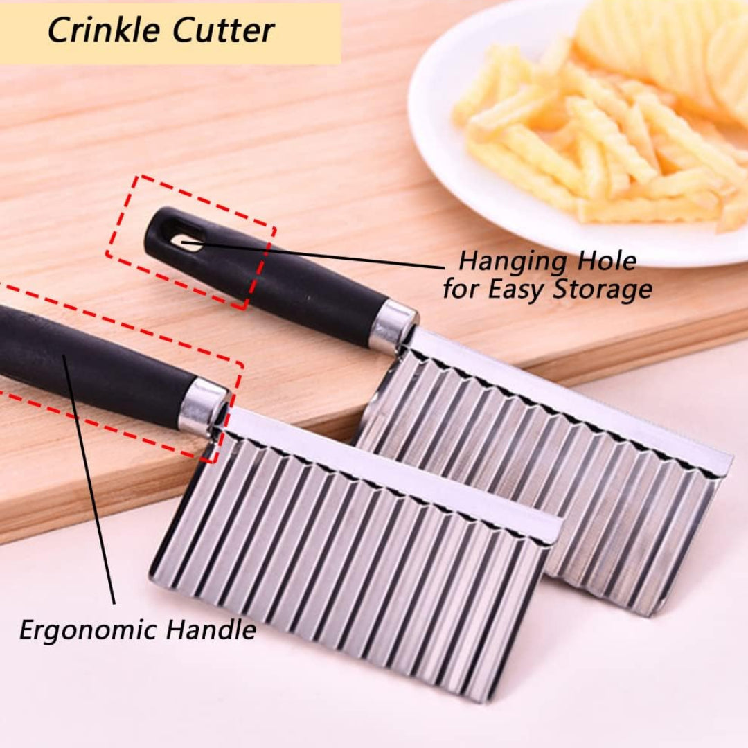Crinkle Wavy Cutter Stainless Steel Vegetable Potato Chip French Fry Slicer Tool