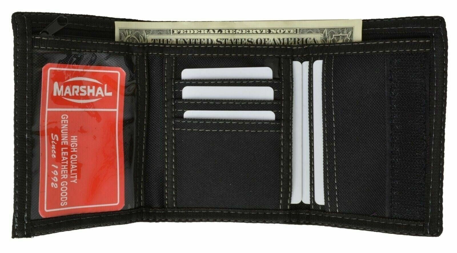 Men'S Tri-Fold Black Chain Wallet Motorcycle Rider Trucker Biker Wallet New