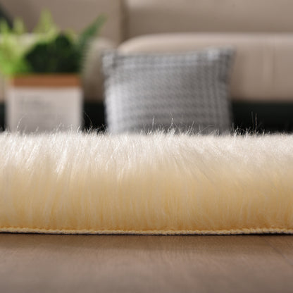 Faux Fur Sheepskin Fluffy Area Rugs round Shaggy Carpet for Bedroom Living Room
