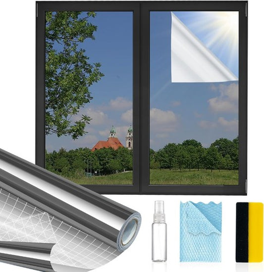 Window Privacy Film One Way,Reflective Mirror 17.5 Inch X 6.5 Feet, Black
