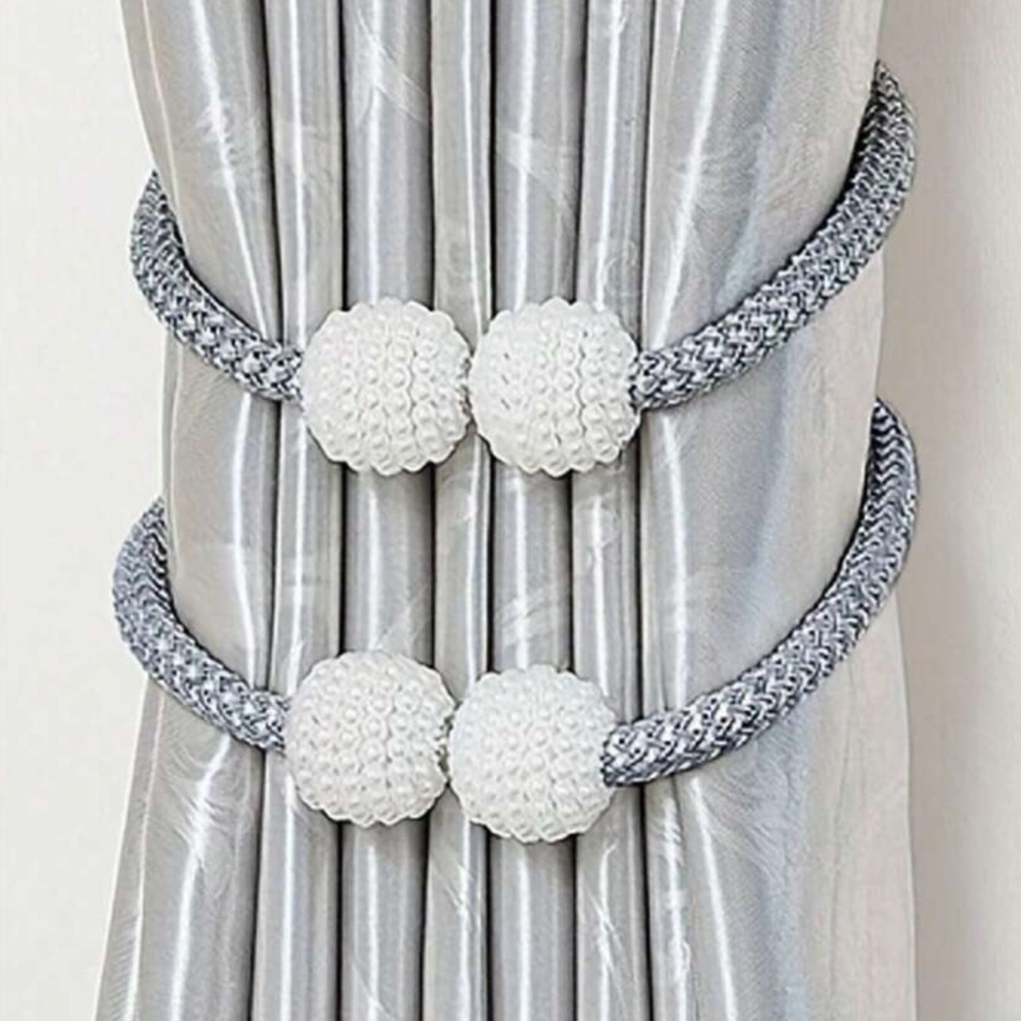 2Pcs Curtain Tiebacks Holdbacks Magnetic Buckle Woven Tie Hold Back Clips Rope