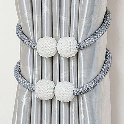 2Pcs Curtain Tiebacks Holdbacks Magnetic Buckle Woven Tie Hold Back Clips Rope