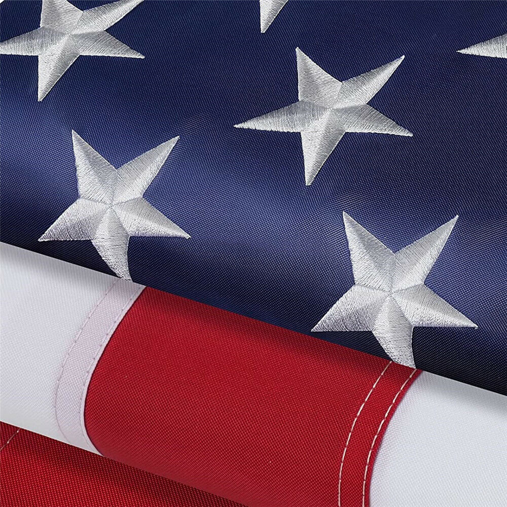 American USA Flag Heavy-Duty Nylon, Embroidered Stars Double-Stitched Stripes, Fade-Resistant with Brass Grommets for All-Weather Display Banners Gift