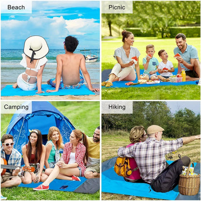 Sandproof Beach Blanket Waterproof Outdoor Mat – Oversized 79"x55" for 4-6 People, Portable Picnic Mat for Travel, Camping, Hiking, Yoga & Beach Days