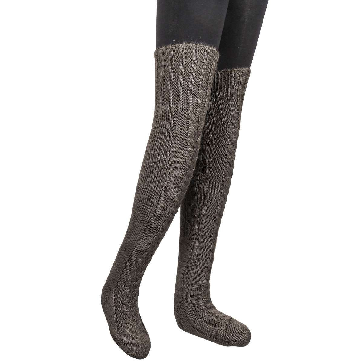 Women Warm Winter Knitted Socks over Knee Long Thigh High Boot Soft Stockings