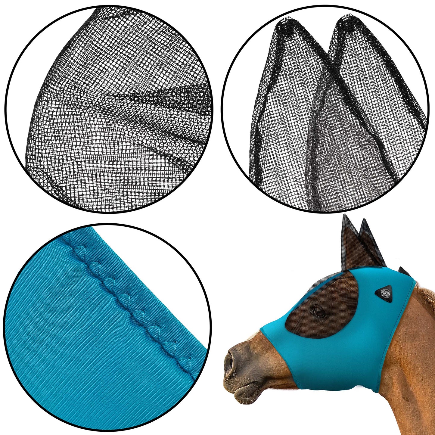 Lycra Horse Fly Mask, Breathable Fabric, Mesh Eyes & Ears, UV Protection