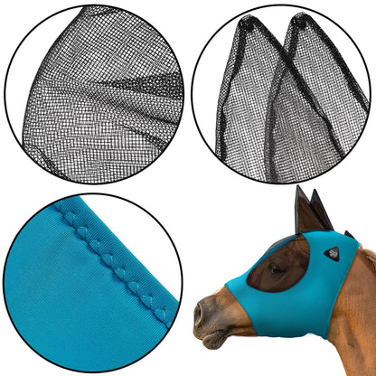 Lycra Horse Fly Mask, Breathable Fabric, Mesh Eyes & Ears, UV Protection