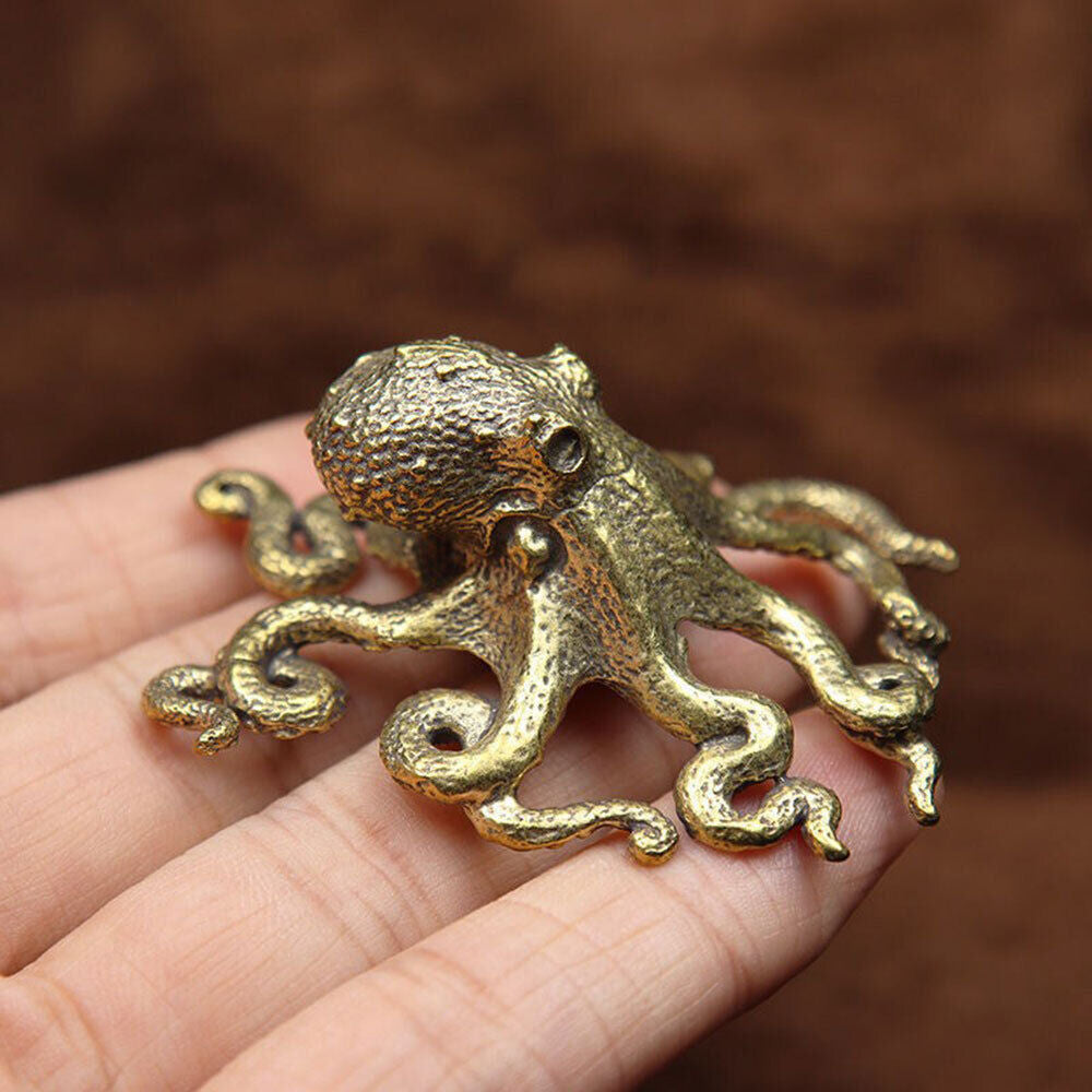 USA Brass Octopus Sculpture Wild Sea Life Figurine Housewarming Gift Decoration