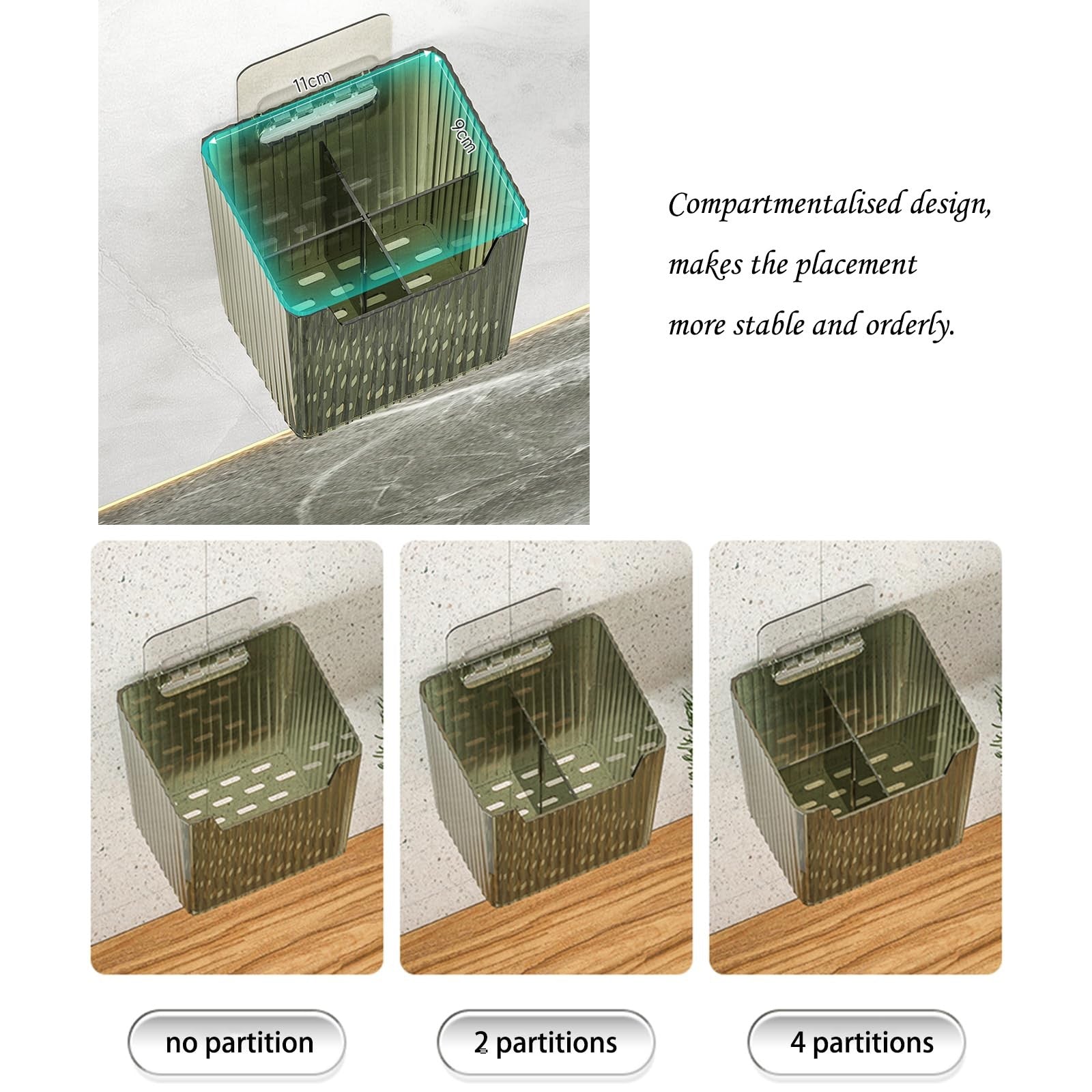 Set of 2 Storage Organizer Bins Wall Mounted Shower Caddy, Bathroom Shelves S...