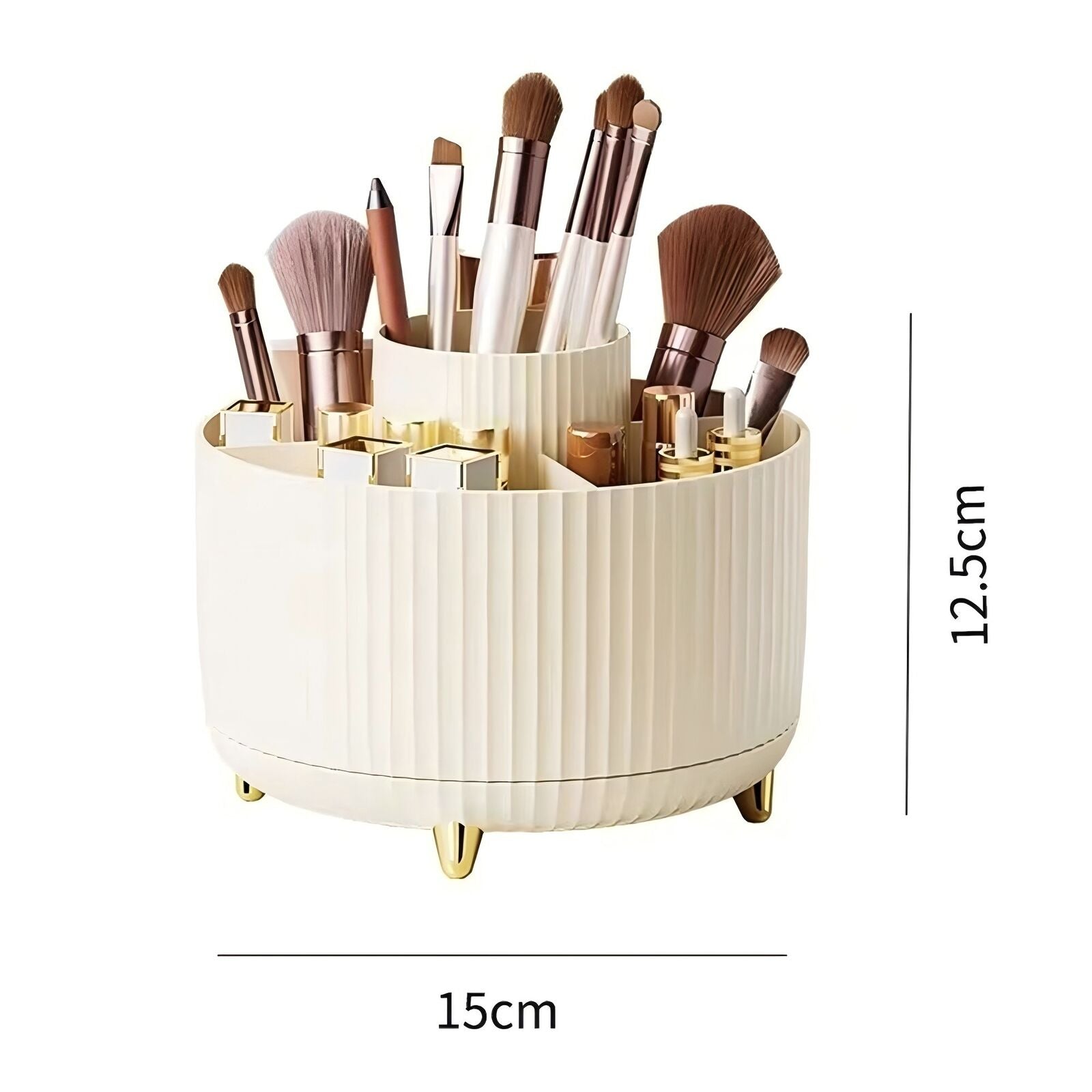 Large Capacity Makeup Brush Holder 5 Slot 360° Rotate Makeup Brush Holder Organizer Cup for Cosmetics Vanity Desktop