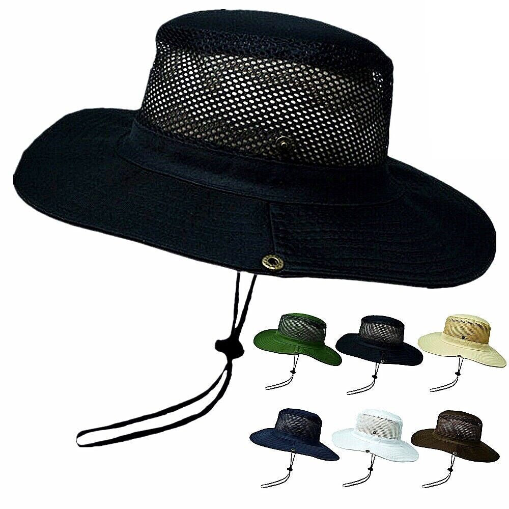 Mesh Tactical Boonie Hat Military Camo Bucket Wide Brim Sun Fishing Summer Cap