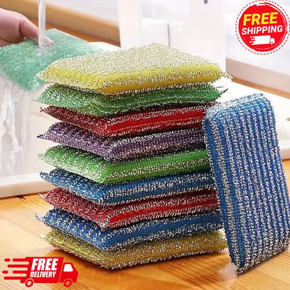 Kitchen Cleaning Sponges, 4-Piece Reusable Steel Scrub – Heavy-Duty Multiuse Scrubbers for Dishes, Pots & Pans, Tough on Grease & Grime!