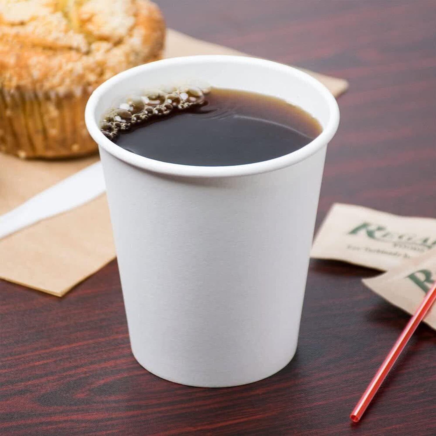 8Oz Paper White Coffee Cups for Hot & Cold Drinks Disposable Hot Beverage 50Pcs