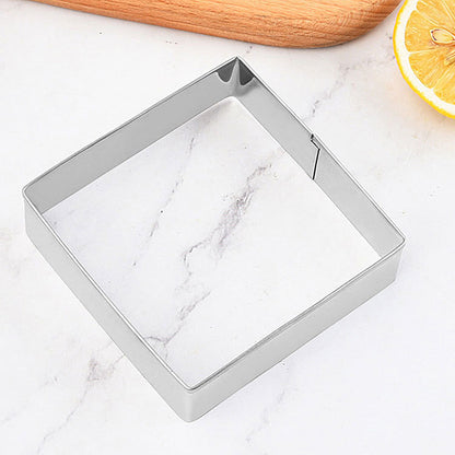 5PCS Square Shaped Cake Rings Stainless Steel Pastry Biscuit Cutting Mold Bakin