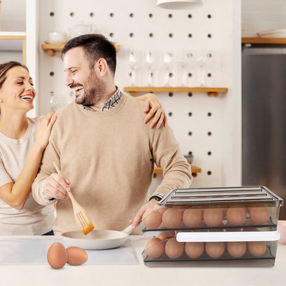 2-Layer Automatic Rolling Egg Holder Storage Box for Fridge Egg Container Tray