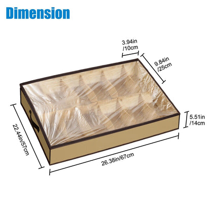 Organizer Storage Shoe Organizer Under Bed Storage with Clear Cover Holds 24 Pairs Dustproof Space Saving Box with Handles