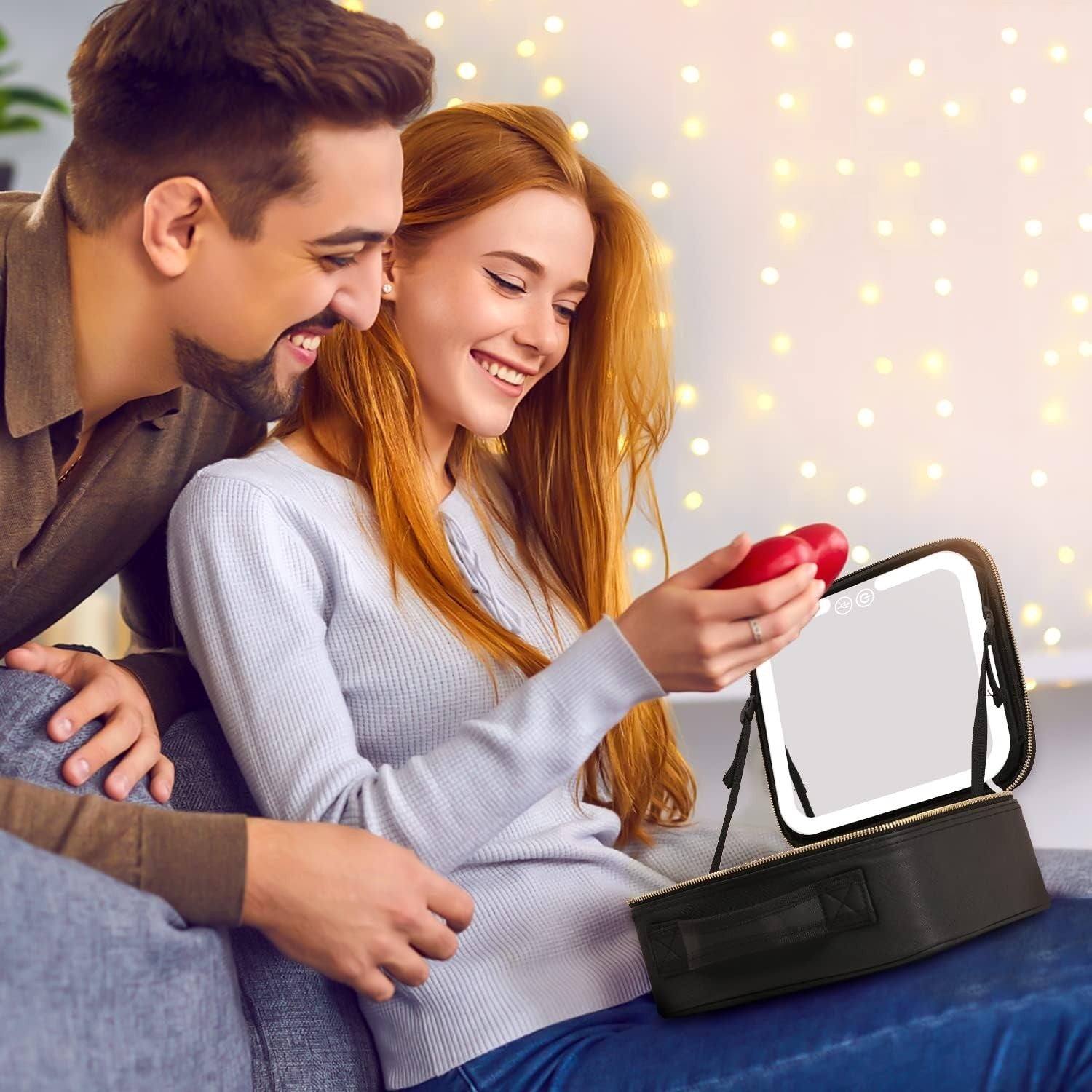 Travel Makeup Bag with LED Lighted Makeup Case with Mirror 3 Color Setting