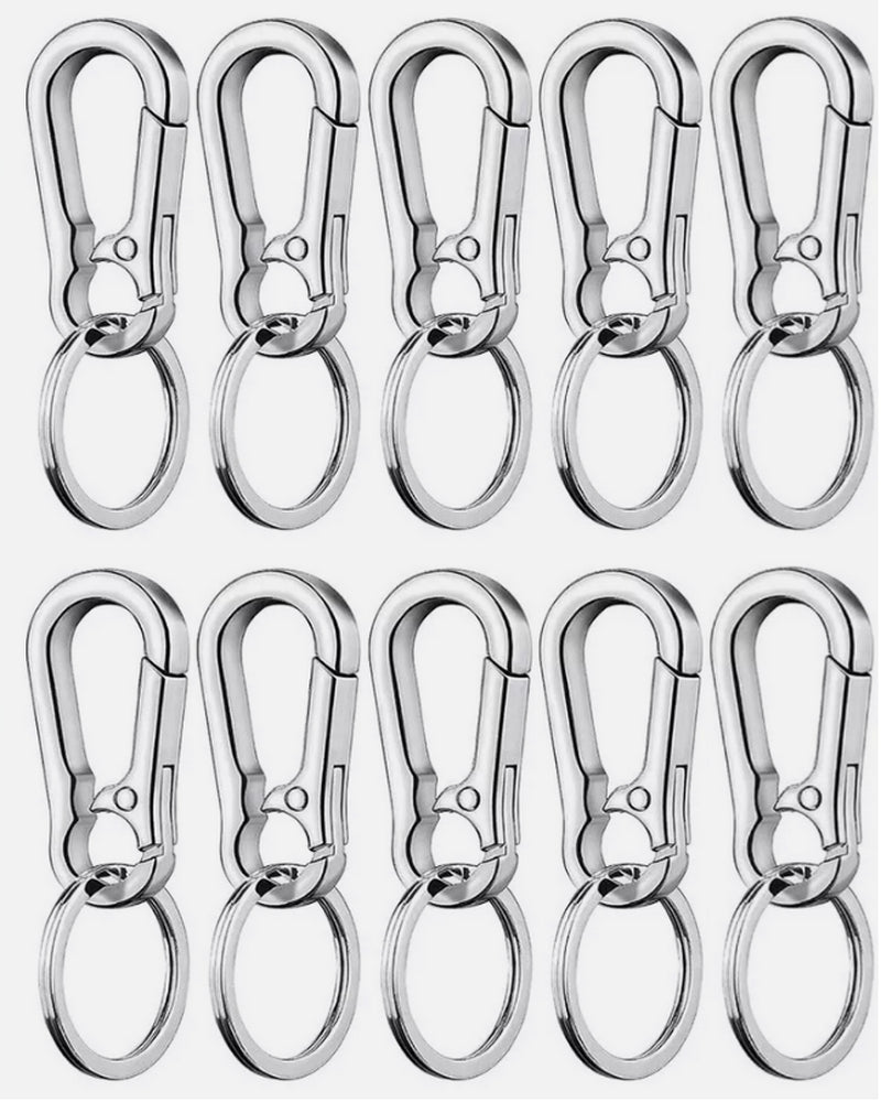 Carabiner Keychain Clip Key Ring Chain Holder – Rust-Free Zinc Alloy, Detachable Ring, Pack of 5/10 – Durable & Stylish Key Holder for Outdoor Use