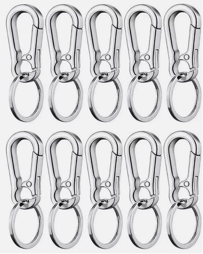 Carabiner Keychain Clip Key Ring Chain Holder – Rust-Free Zinc Alloy, Detachable Ring, Pack of 5/10 – Durable & Stylish Key Holder for Outdoor Use