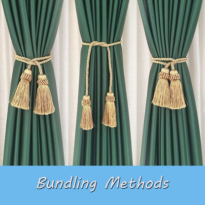 4PCS Curtain Tiebacks Handmade Decorative Curtain Holdbacks Rope with Tassel