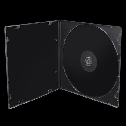 100 Pack Clear Slim CD/DVD Cases – Durable Poly Plastic Storage Box, Lightweight & Shatterproof for Disc Organization, Media Protection & Travel