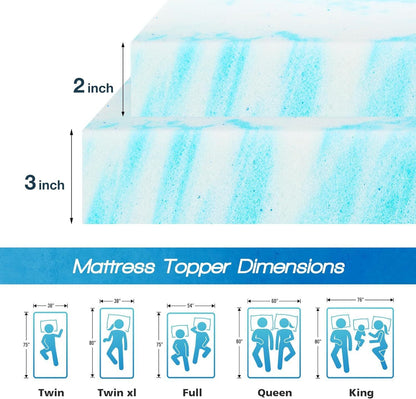 mattress toppers, Memory Foam Bed Topper - Cooling Gel, Pressure Relief, High-Density Support, Breathable & Comfortable Mattress Pad for Deeper Sleep