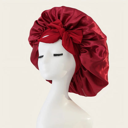 Women Luxurious Satin Bonnet Night Sleep Hair Silk Head Cover Wide Elastic Band