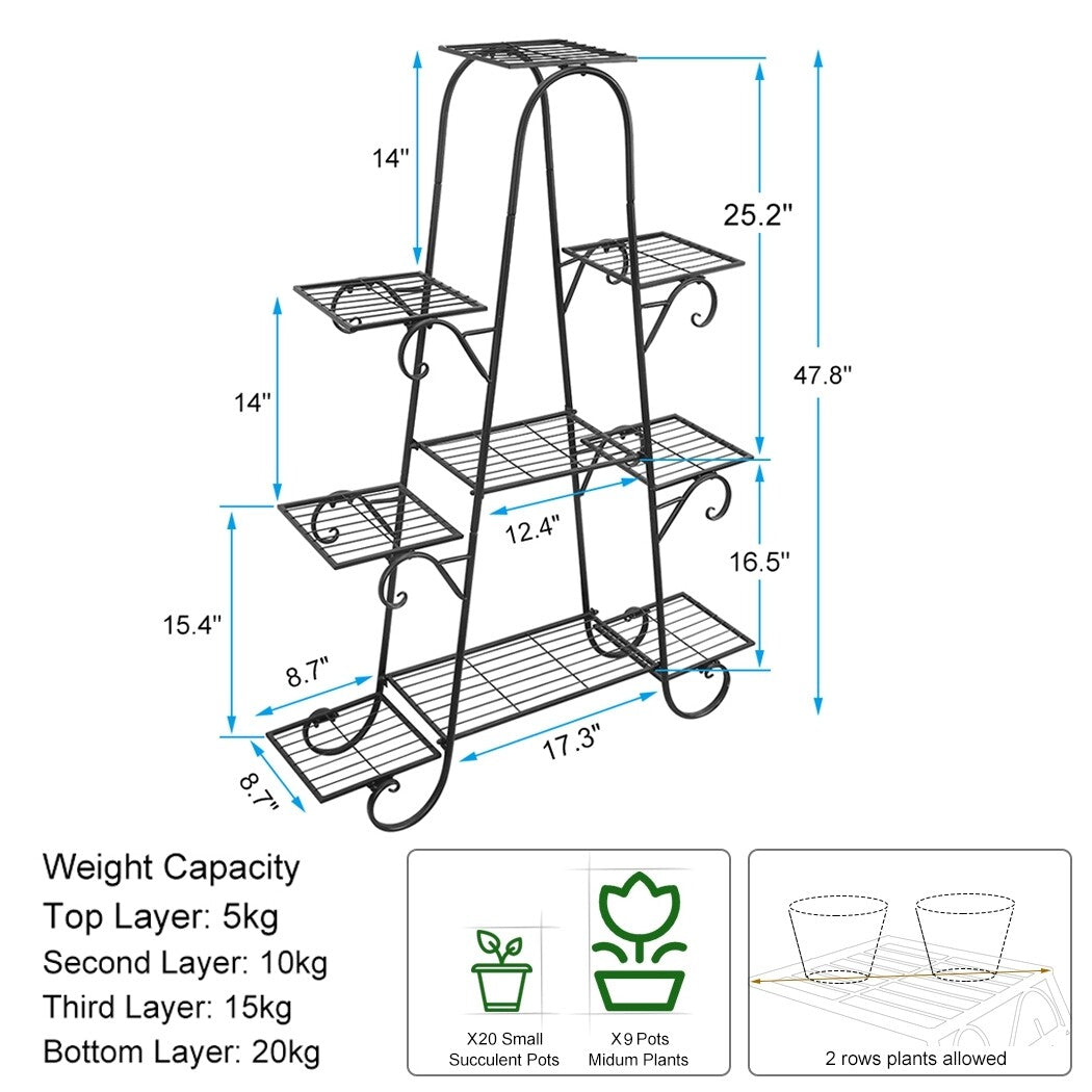 Thick Multi Tier Metal Plant Stand Display Bonsai Shelf Home Garden Patio Room
