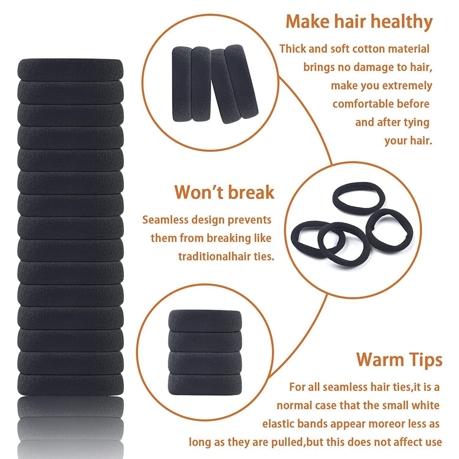 Elastic, No Damage Hair Ties - 50/100PCS Seamless Elastic Hair Bands for Thick & Thin Hair, Soft No Crease Ponytail Holders, Stretchy & Durable Hair 