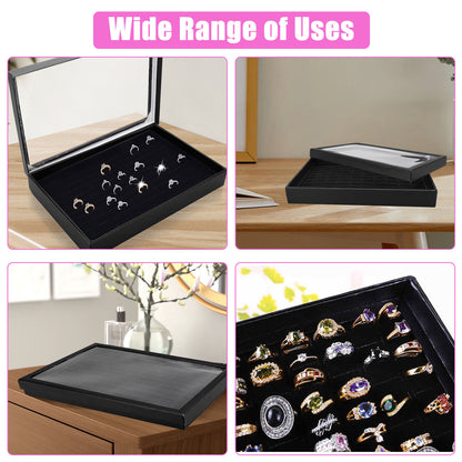 100 Slots Jewelry Ring Display Organizer Tray Holder Earrings Storage Boxes Case
