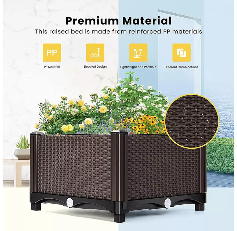 2X Elevated Rectangular Raised Garden Bed Flower Vegetable Grow Planter Care Box