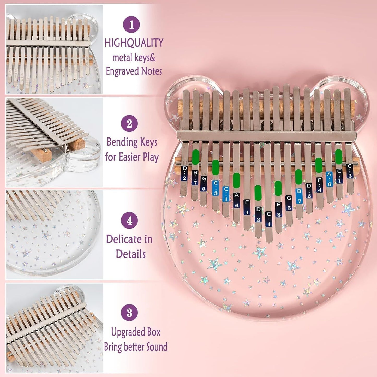 17-Key Kalimba Thumb Piano – Easy-to-Play Mbira for Beginners, Adults & Kids | Relaxing Aesthetic Gift Idea