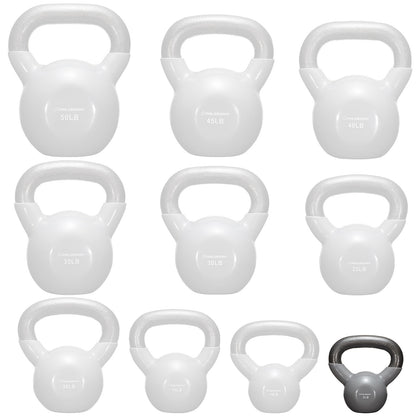 Vinyl Coated Cast Iron Kettlebell, 5 Lbs to 50 Pound Weights