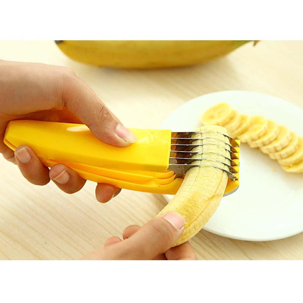 Banana Slicer Fruit Knife Kitchen Gadget Bar Tools Veggie Cutter Stainless Steel