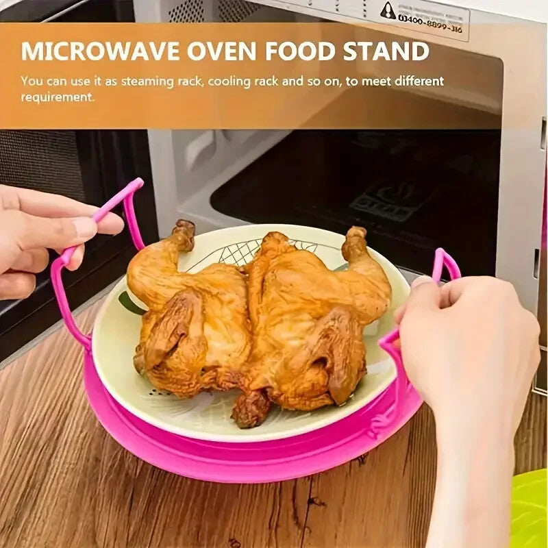 2-Tier Microwave Food Tray – Stacking Shelf, Splatter Guard & Carry Tray, Random