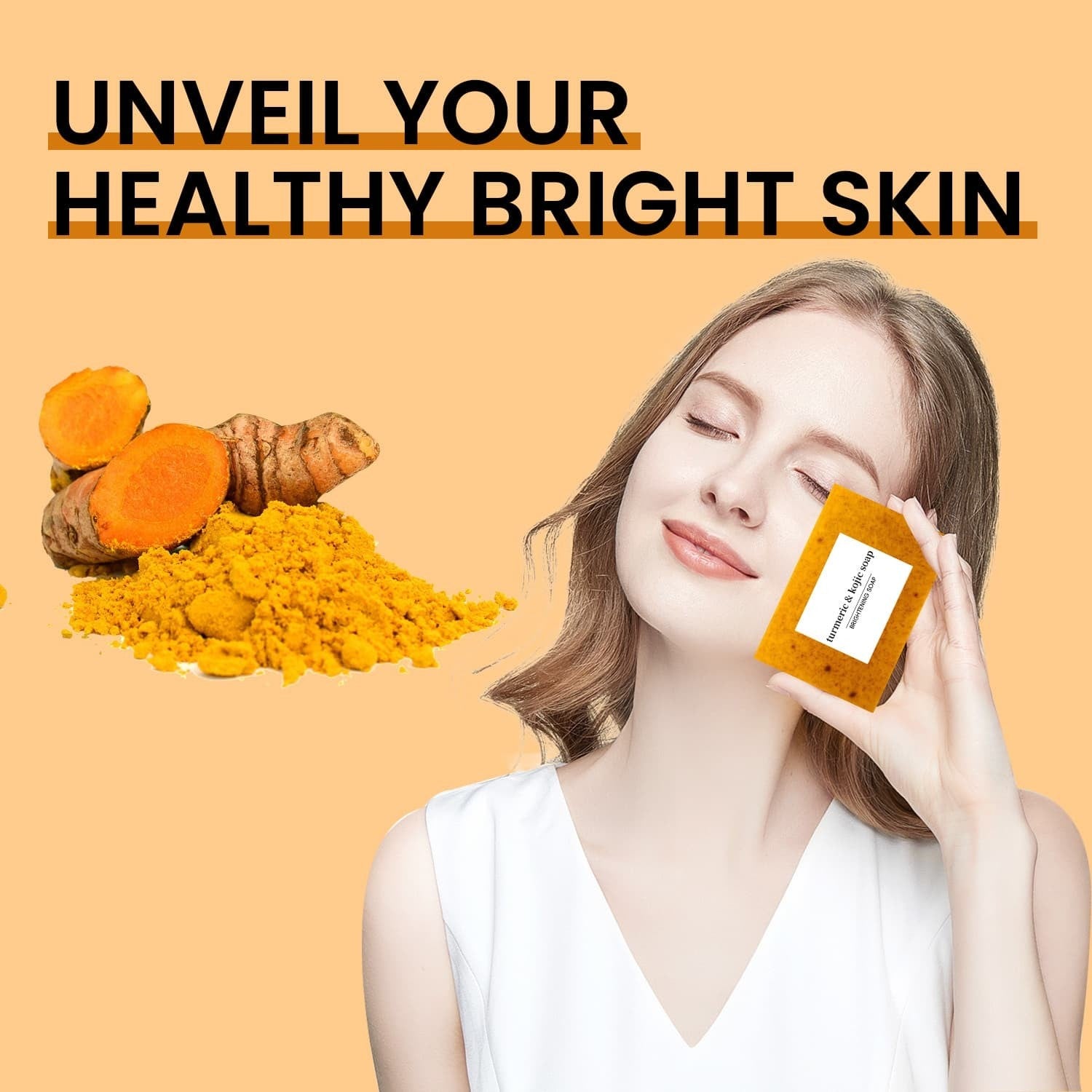 2-Pack Turmeric Glow Soap Bar - Lemon & Kojic Acid, Removing Dark Spots