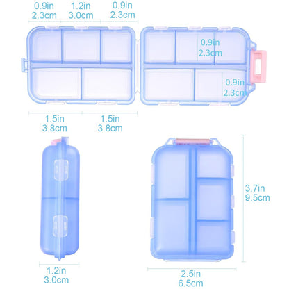 3PCS Pill Organizer 10 Compartments Travel Pill Box Portable Folding Small Case