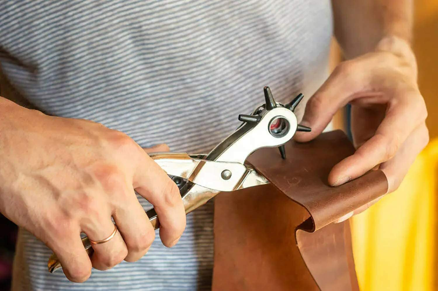 9" Leather Hole Punch Hand Pliers Belt Holes 6 Sized Puncher Heavy Duty Tool New