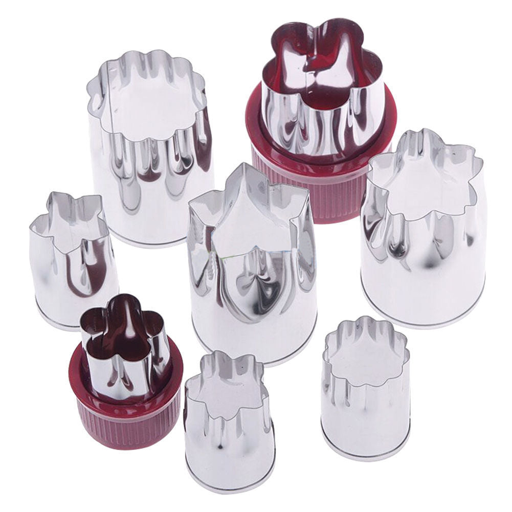 Stainless Steel Flower Shape Rice Vegetable Fruit Cutter Mold Slicer Set of 8Pcs