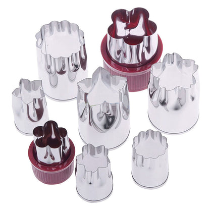 Stainless Steel Flower Shape Rice Vegetable Fruit Cutter Mold Slicer Set of 8Pcs