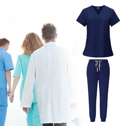 Scrubs Scrub Workwear Set for Women V Neck Top & Elastic Pants Casual Nurse Uniforms Lightweight & Comfortable