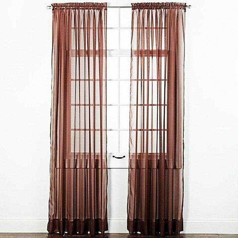 2 Piece Sheer Voile Window Elegance Curtains Drape Treatment 63, 84 Length