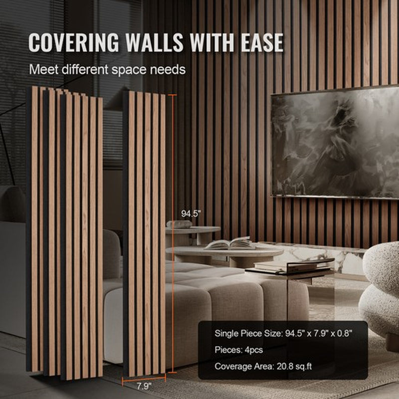 VEVOR Wood Slat Acoustic Panels 7.9 X 94.5 in for Modern Wall Decor Walnut