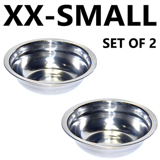 Set of 2 Dog Cat Pet Bowl Dish Metal STAINLESS STEEL Silver New XXS-XXL