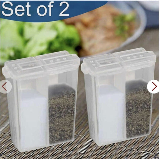 Set of 2 Travel Size Salt and Pepper Shakers with Dual Sided Lid