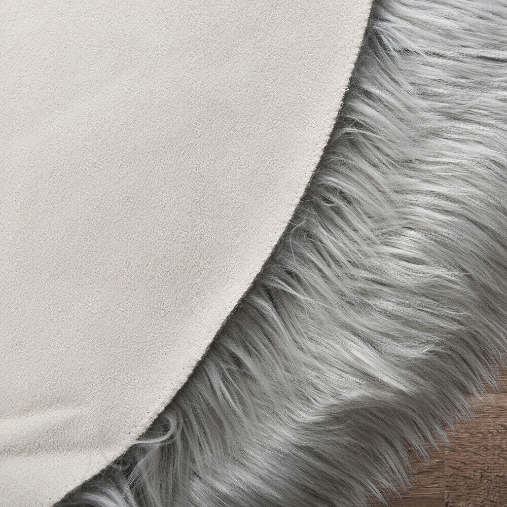 Faux Fur Sheepskin Fluffy Area Rugs round Shaggy Carpet for Bedroom Living Room