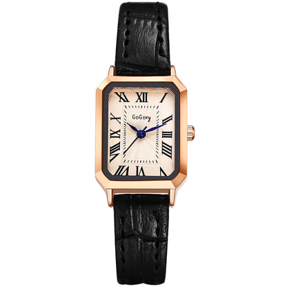 wrist watch, Women's Retro Rectangle Dial Watch - Classic Roman Numerals, Leather Band, Quartz Movement, Elegant & Adjustable Wristwatch for Timeless 