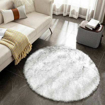 Faux Fur Sheepskin Fluffy Area Rugs round Shaggy Carpet for Bedroom Living Room