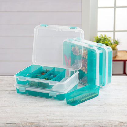 Sterilite Divided Case Stackable Plastic Small Storage Lidded Container, 6 Pack